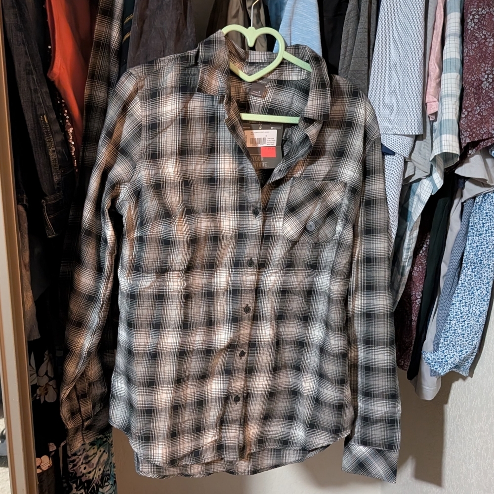 Black plaid Eddie Bauer top